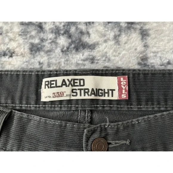 Levis 559 Corduroy Pants Mens 36x32 Gray Relaxed Fit Straight‎ Leg Preppy Casual - Picture 13 of 16
